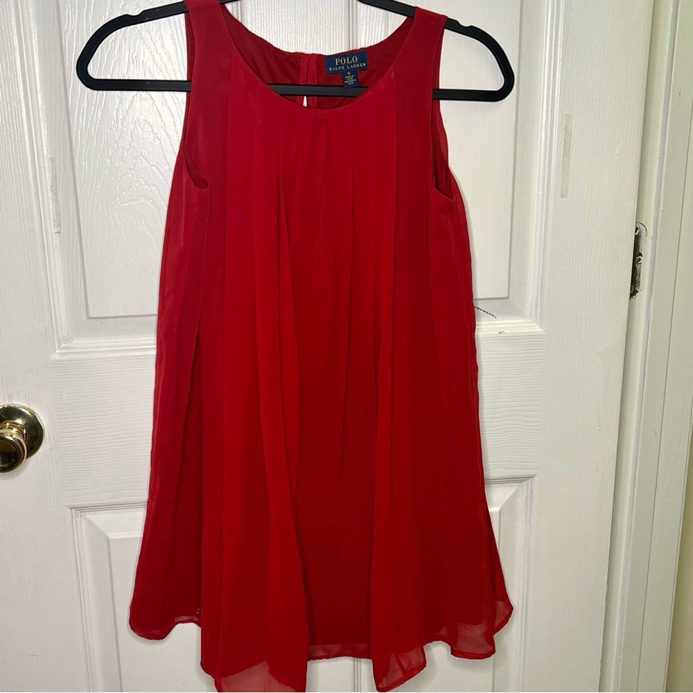 Polo Ralph Lauren Ruffled Tank Top | flowy red sleeveless dress shirt | size 12